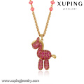 43302 Xuping mais recente design de moda 18 k delicada linda garnet diamante cavalo de ouro banhado a ouro colar de jóias